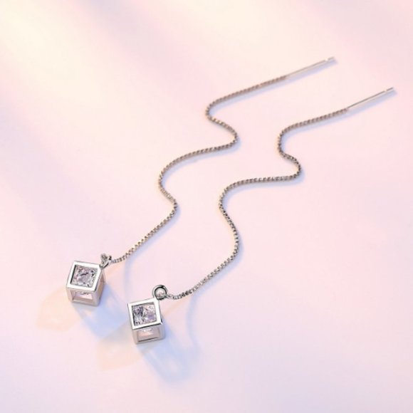 *NEW [Set of 3] 925 Sterling Silver Diamond Cube - Picture 3 of 12